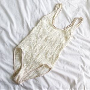 American Apparel Stretch Floral Lace Bodysuit